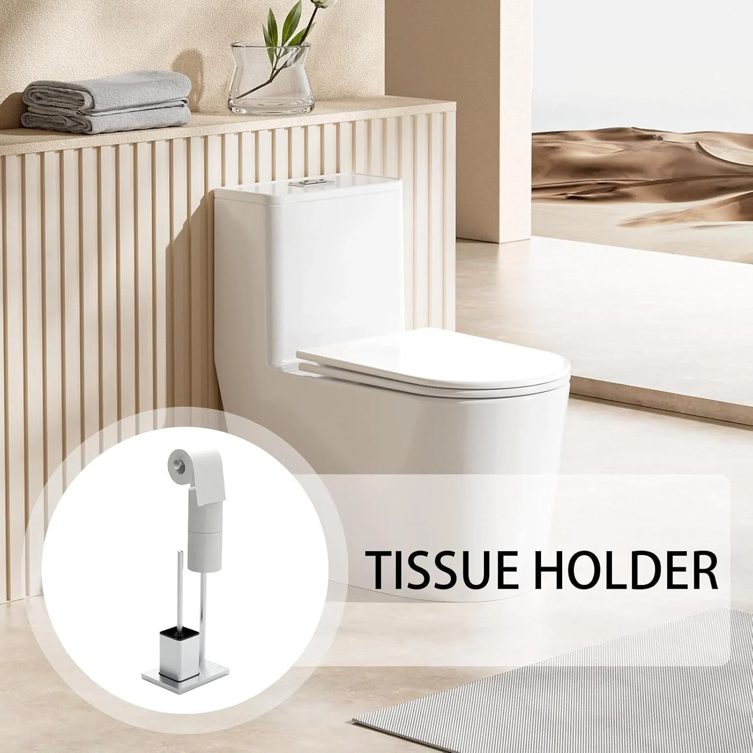 Freestanding Toilet Paper Holder - Stainless Steel Freestanding Towel Roll Container,Multifunctional Standing Toilet Paper Brush Holder for Home, Restroom, Hotel Freestanding Toilet Paper Holder - Stainless Steel Freestanding Towel Roll Container,Multifunctional Standing Toilet Paper Brush Holder for Home, Restroom, Hotel