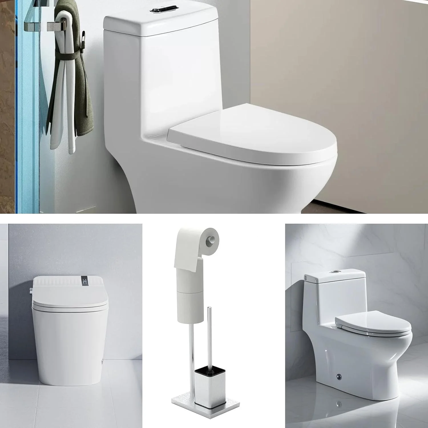 Freestanding Toilet Paper Holder - Stainless Steel Freestanding Towel Roll Container,Multifunctional Standing Toilet Paper Brush Holder for Home, Restroom, Hotel Freestanding Toilet Paper Holder - Stainless Steel Freestanding Towel Roll Container,Multifunctional Standing Toilet Paper Brush Holder for Home, Restroom, Hotel