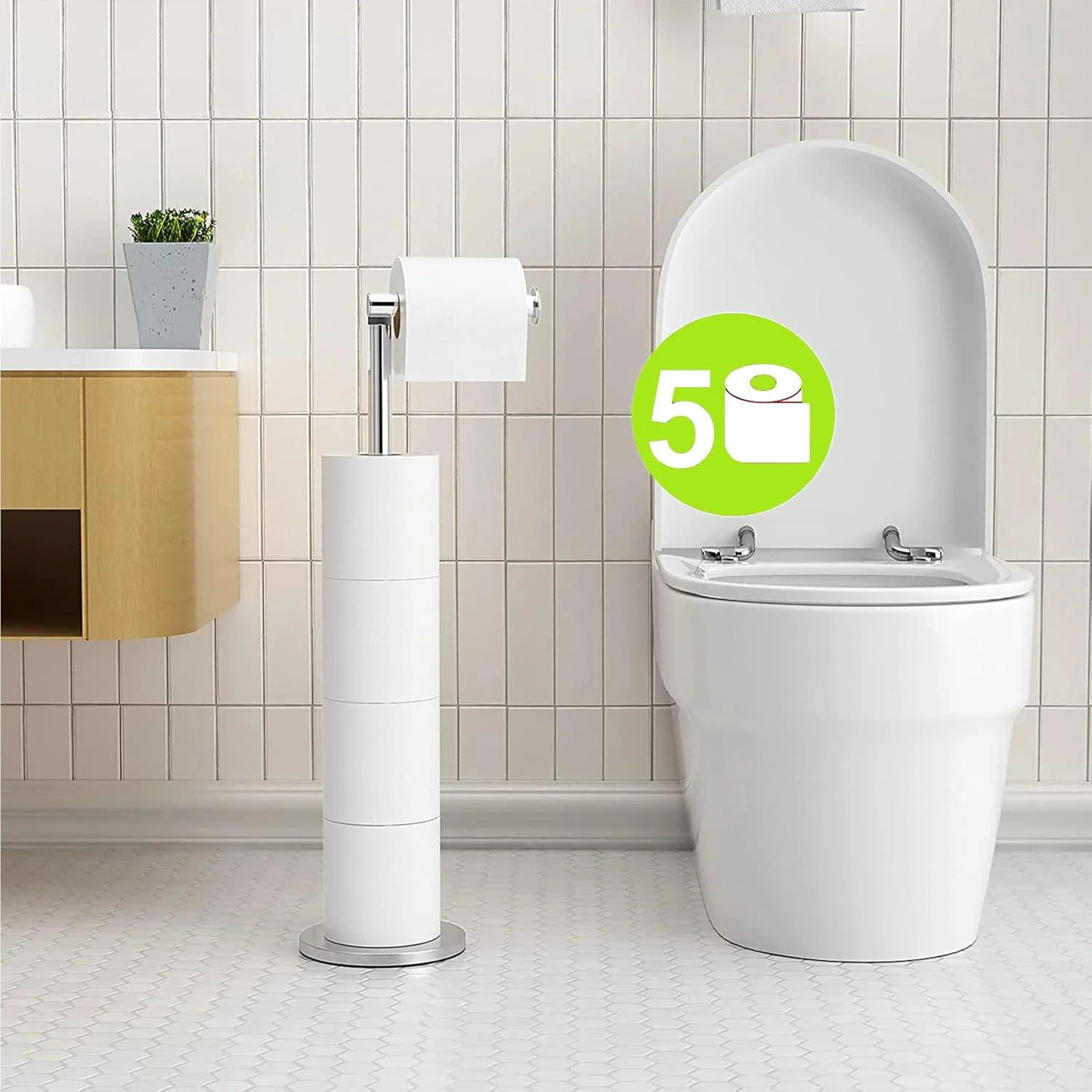 Folding Toilet Paper Holder Stand, Freestanding Toilet Roll Holder, Stainless Steel Paper Storage Holds 5 Paper Rolls, Modern Rust Proof Pedestal Toilet Paper Stand, Large Capacity (stainless steel) Folding Toilet Paper Holder Stand, Freestanding Toilet Roll Holder, Stainless Steel Paper Storage Holds 5 Paper Rolls, Modern Rust Proof Pedestal Toilet Paper Stand, Large Capacity (stainless steel)