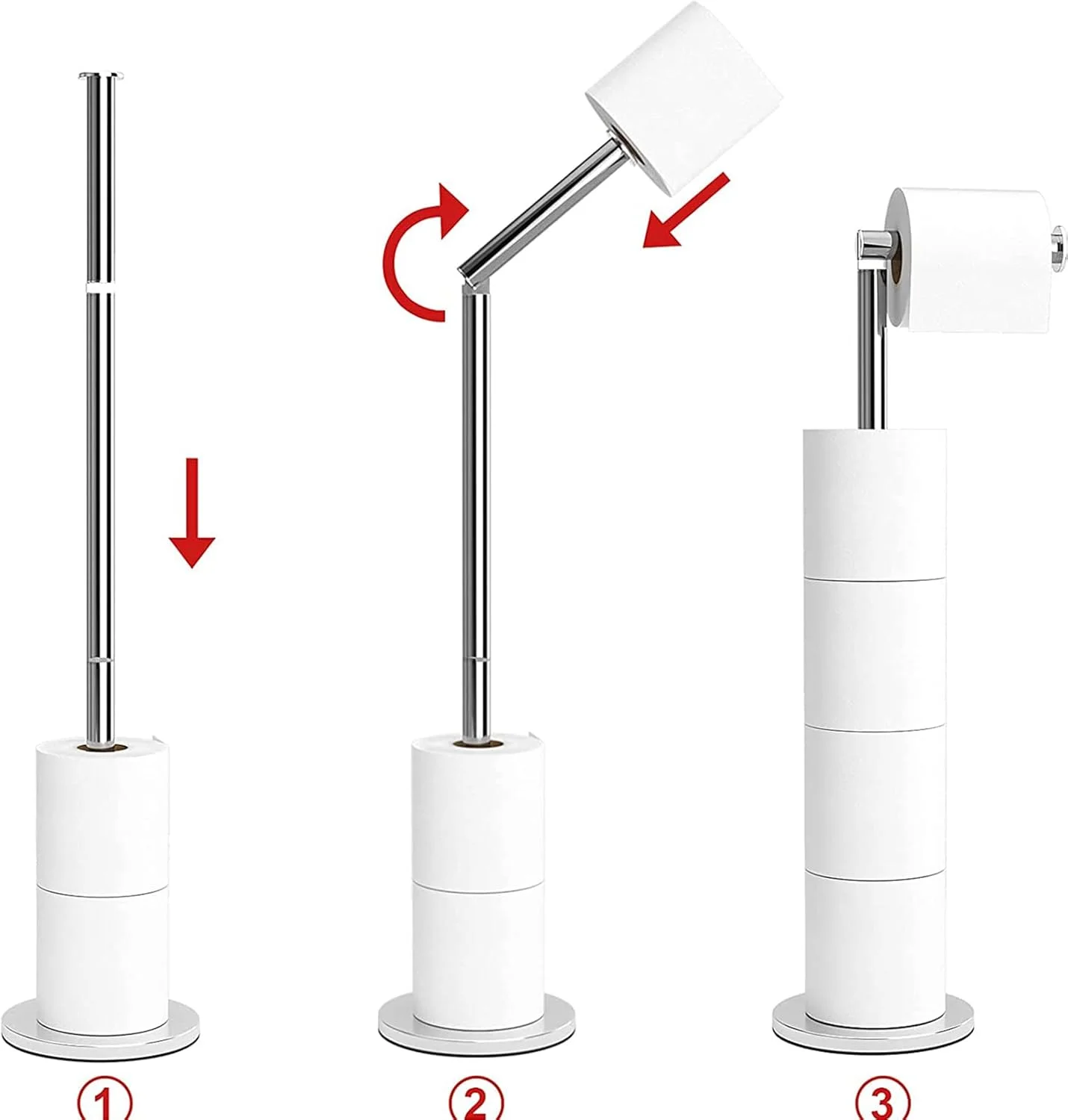 Folding Toilet Paper Holder Stand, Freestanding Toilet Roll Holder, Stainless Steel Paper Storage Holds 5 Paper Rolls, Modern Rust Proof Pedestal Toilet Paper Stand, Large Capacity (stainless steel) Folding Toilet Paper Holder Stand, Freestanding Toilet Roll Holder, Stainless Steel Paper Storage Holds 5 Paper Rolls, Modern Rust Proof Pedestal Toilet Paper Stand, Large Capacity (stainless steel)