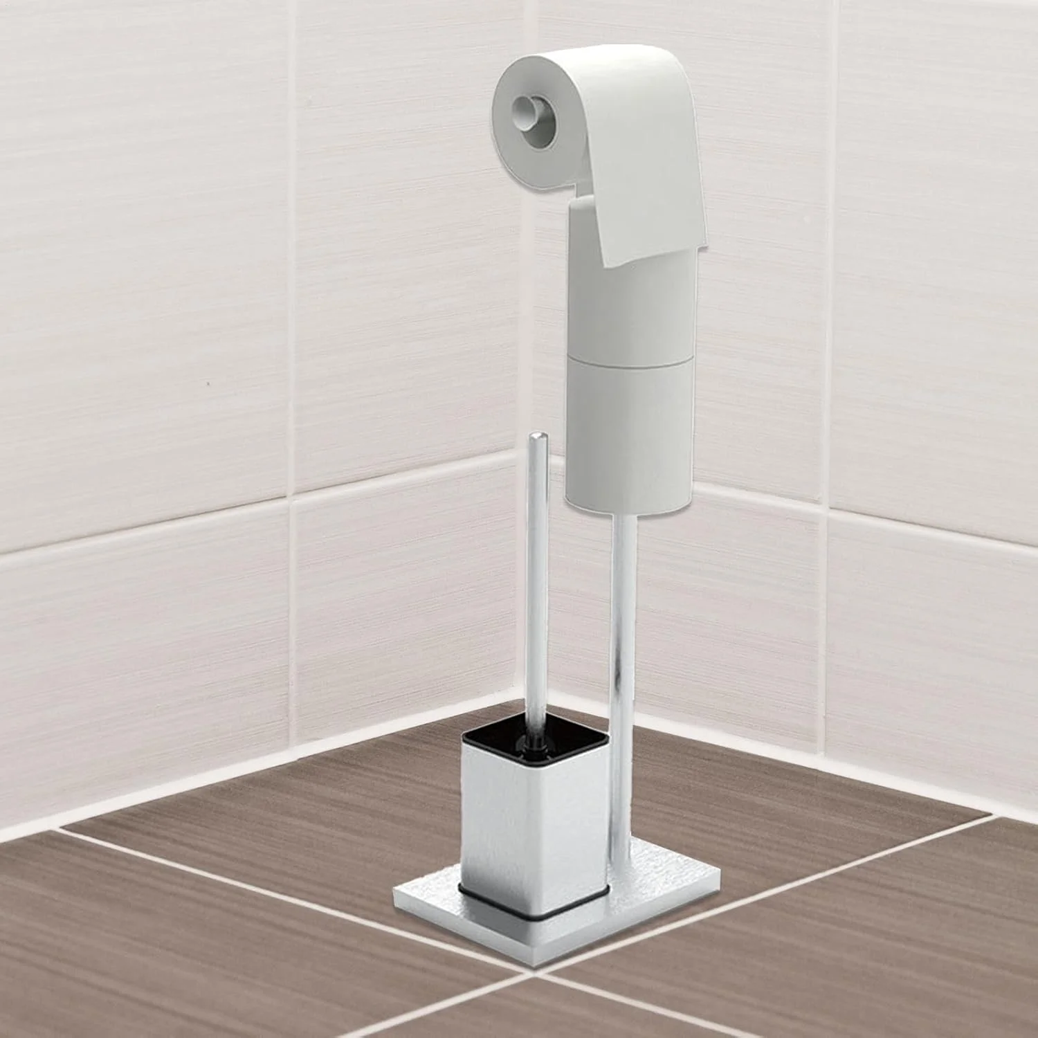 Freestanding Toilet Paper Holder - Stainless Steel Freestanding Towel Roll Container,Multifunctional Standing Toilet Paper Brush Holder for Home, Restroom, Hotel Freestanding Toilet Paper Holder - Stainless Steel Freestanding Towel Roll Container,Multifunctional Standing Toilet Paper Brush Holder for Home, Restroom, Hotel