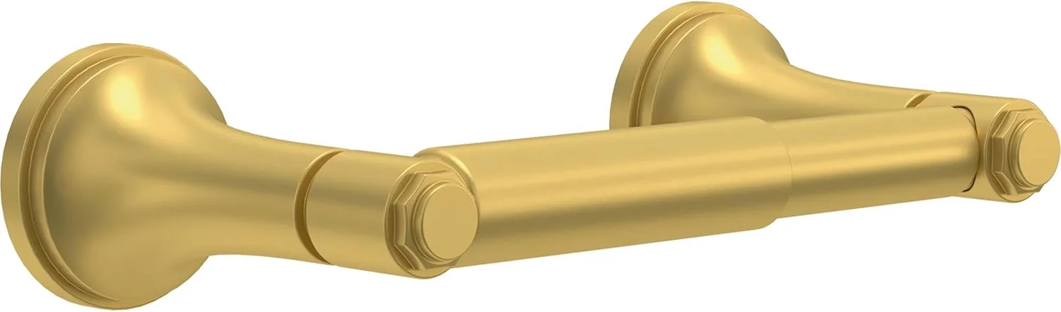 نگهدارنده رول دستمال توالت فرانکلین برنج وودراف (تک عددی)، طلایی ساتن، مناسب برای سازماندهی و نگهداری دستمال کاغذی در حمام، نگهدارنده فنری رول توالت، لوازم جانبی دیواری حمام مدل WDRF50-SG