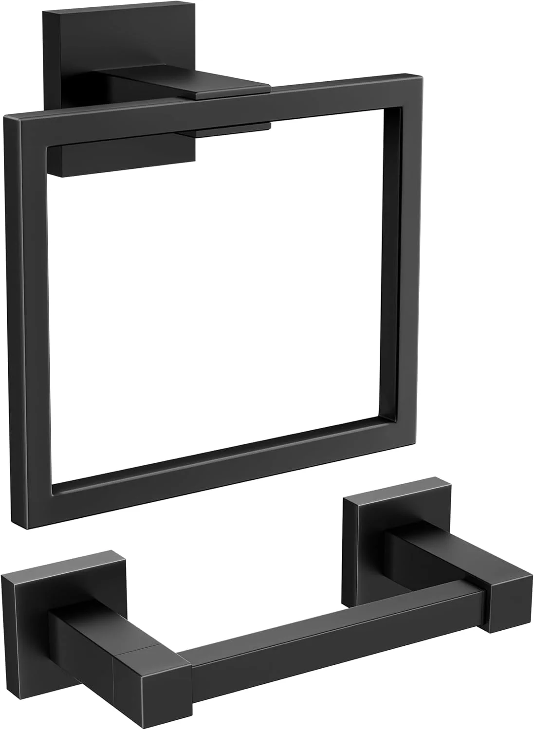 ست جا دستمال توالت دیواری مشکی مات فوریس، نگهدارنده دستمال توالت چرخشی و حلقه حوله از جنس استیل ضد زنگ Sus304، نگهدارنده دستمال کاغذی توالت برای حمام، ست سخت افزار حمام مربع مشکی