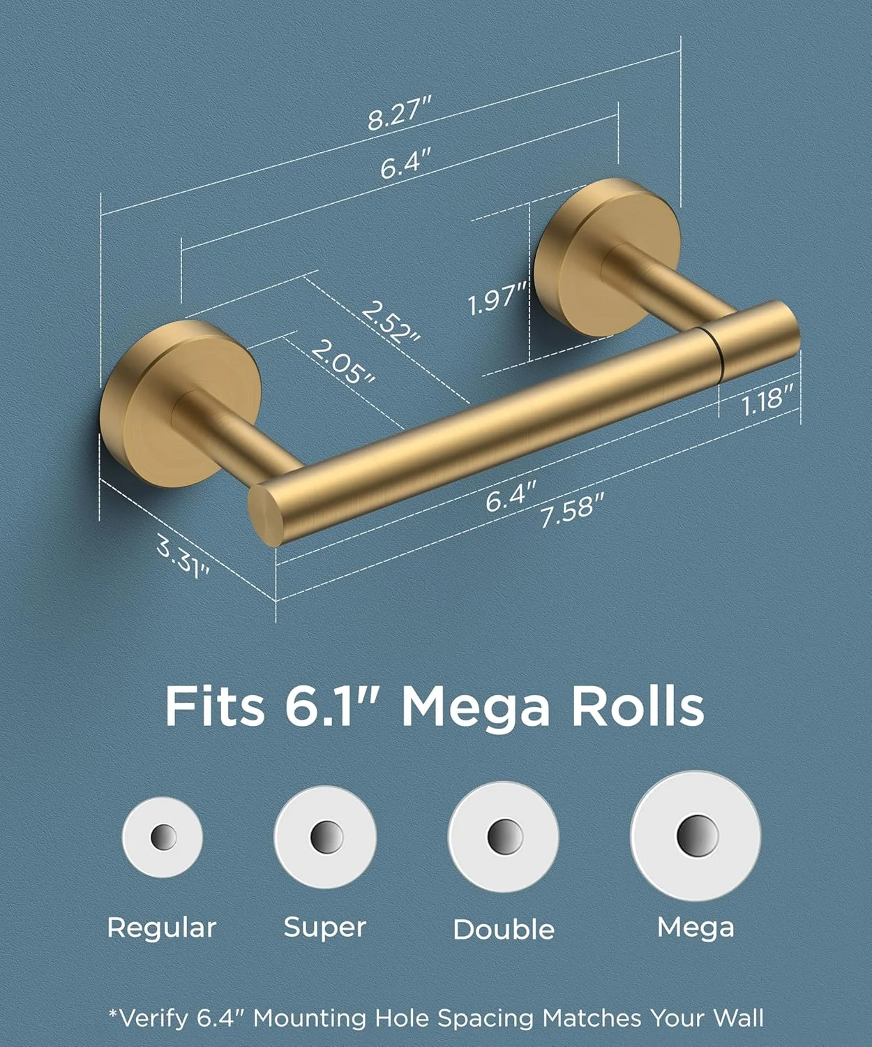 جا دستمال کاغذی فوریاس مناسب برای هر مکان، جا دستمال کاغذی طلایی برس خورده دیواری، جا دستمال کاغذی چرخشی دو پایه طلایی ساخته شده از استیل ضد زنگ SUS 304 جا دستمال کاغذی فوریاس مناسب برای هر مکان، جا دستمال کاغذی طلایی برس خورده دیواری، جا دستمال کاغذی چرخشی دو پایه طلایی ساخته شده از استیل ضد زنگ SUS 304