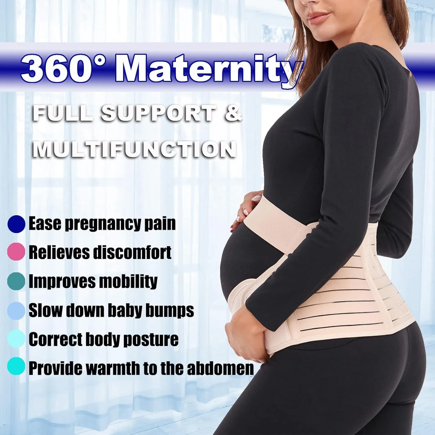 کمربند بارداری ChongErfei، شکم بند بارداری 3 در 1 برای درد کمر/لگن/باسن در دوران بارداری، کمربند بارداری برای حمایت از شکم (بژ، XL)