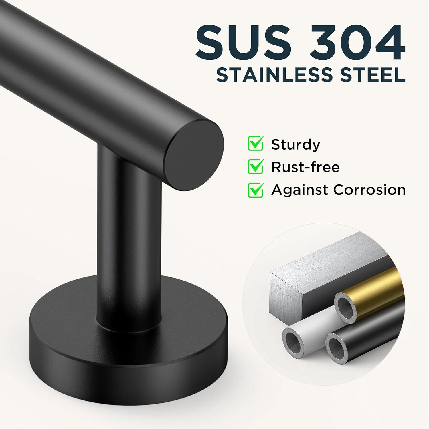 ست لوازم جانبی حمام مشکی مات فوریس، شامل جا دستمال کاغذی، حلقه حوله، و قلاب دیواری، ساخته شده از استیل ضد زنگ SUS304، مناسب برای حمام و آشپزخانه ست لوازم جانبی حمام مشکی مات فوریس، شامل جا دستمال کاغذی، حلقه حوله، و قلاب دیواری، ساخته شده از استیل ضد زنگ SUS304، مناسب برای حمام و آشپزخانه