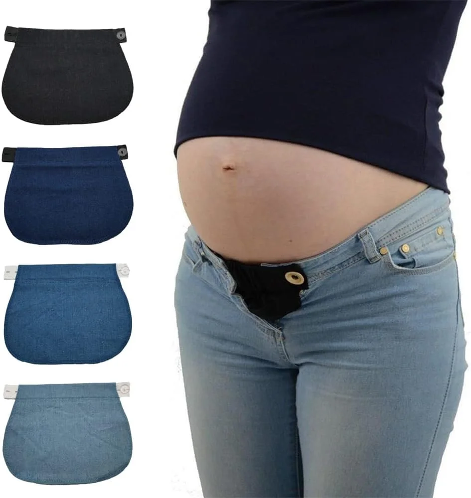 افزایش دهنده کمر Azonee، 4 تکه افزایش دهنده کمر قابل تنظیم حرفه ای، کمربند کششی شلوار برای زنان باردار، افزایش دهنده شلوار بارداری، سگک افزایش دهنده قابل تنظیم