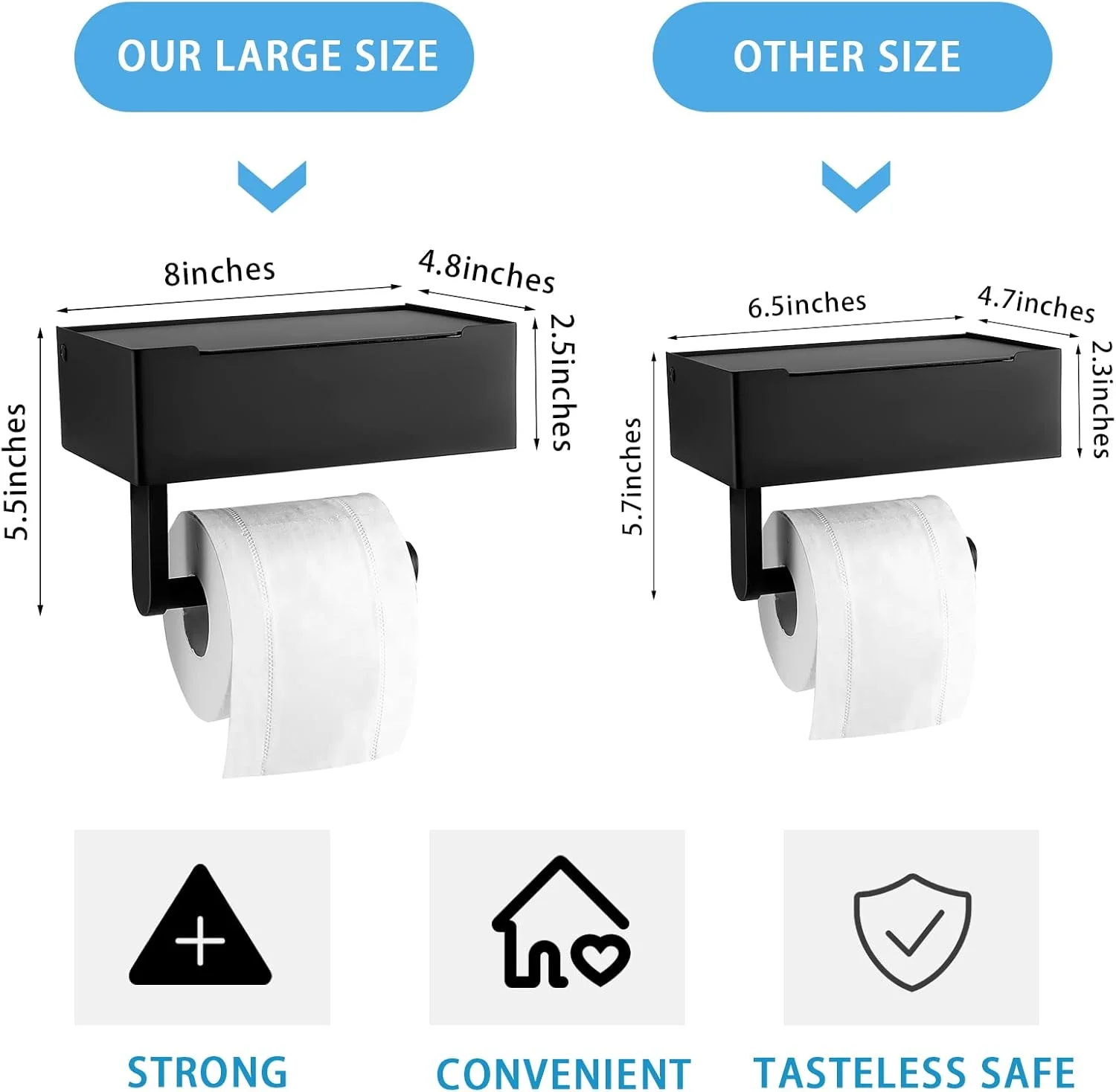 جا دستمال توالت با قفسه و محفظه دستمال مرطوب، جا دستمال کاغذی دیواری مشکی مات استیل ضد زنگ برای نگهداری دستمال توالت رولی جا دستمال توالت با قفسه و محفظه دستمال مرطوب، جا دستمال کاغذی دیواری مشکی مات استیل ضد زنگ برای نگهداری دستمال توالت رولی