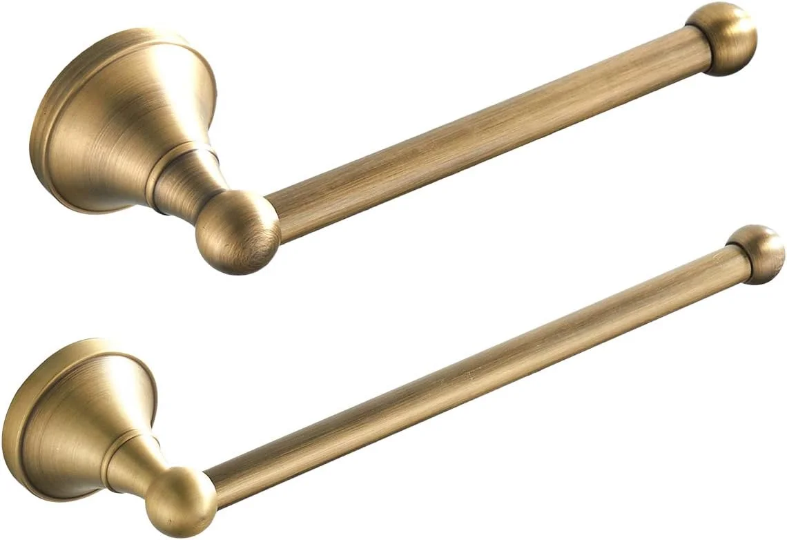 ست لوازم جانبی حمام Flybath شامل حلقه حوله و جا دستمال توالت، برنج عتیقه نصب شده روی دیوار، برنز برس خورده (2 تکه)