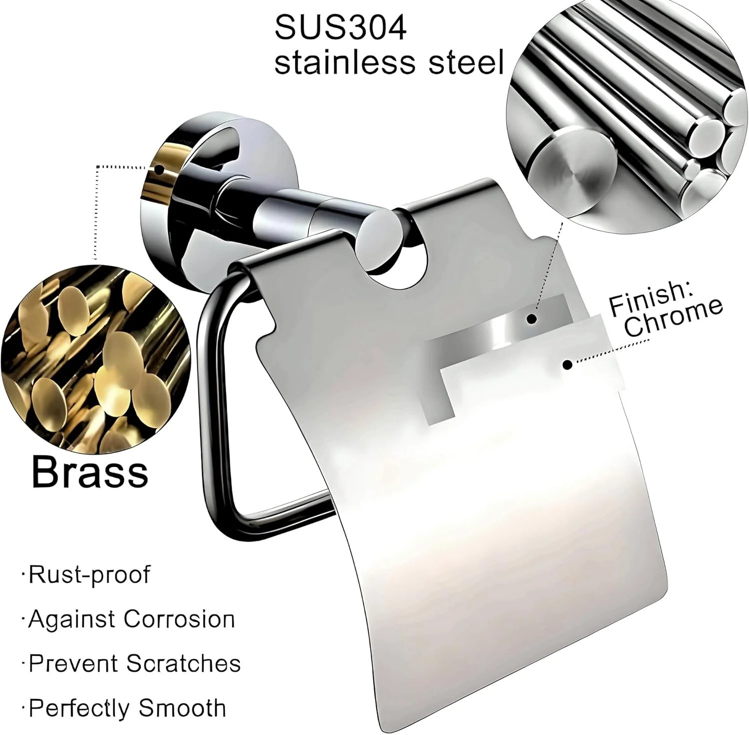 جا دستمال توالت استیل فیتو - نگهدارنده دیواری دستمال کاغذی با قفسه | جا دستمال کاغذی مدرن برای حمام، آشپزخانه یا دفتر کار | نصب آسان و طراحی ضد زنگ