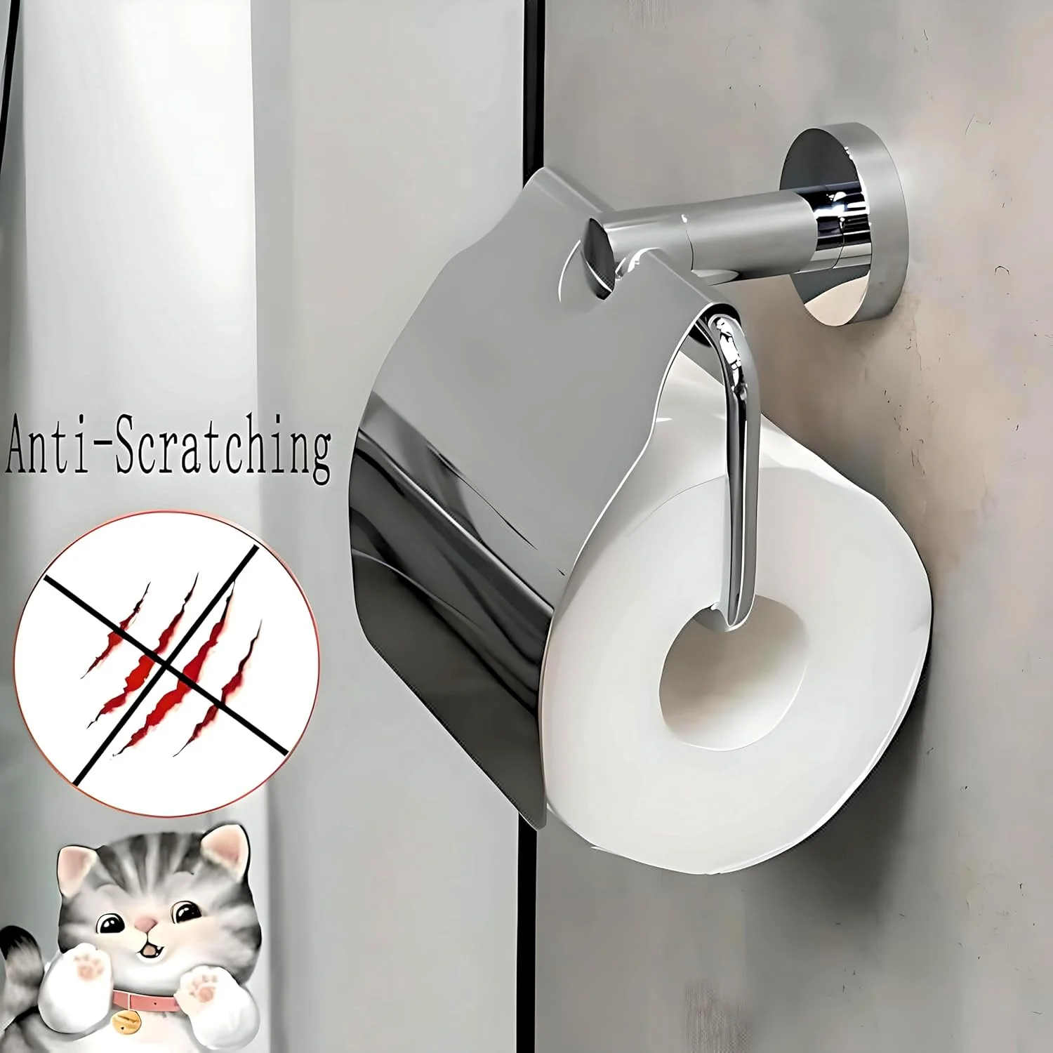 جا دستمال توالت استیل فیتو - نگهدارنده دیواری دستمال کاغذی با قفسه | جا دستمال کاغذی مدرن برای حمام، آشپزخانه یا دفتر کار | نصب آسان و طراحی ضد زنگ