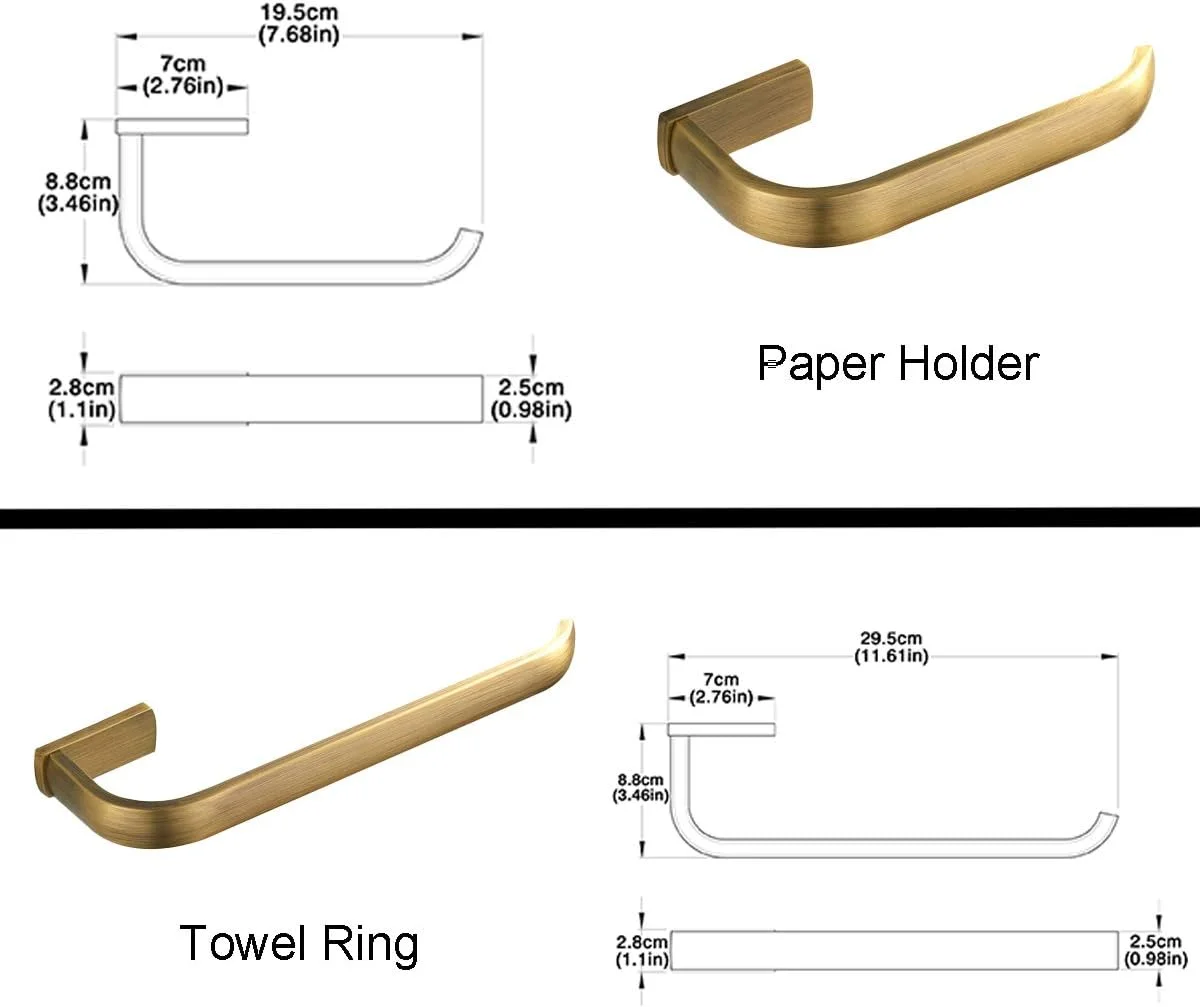 ست لوازم جانبی حمام Flybath دو تکه - حلقه حوله و جا دستمال توالت، نصب دیواری برنجی عتیقه، برنز برس خورده ست لوازم جانبی حمام Flybath دو تکه - حلقه حوله و جا دستمال توالت، نصب دیواری برنجی عتیقه، برنز برس خورده