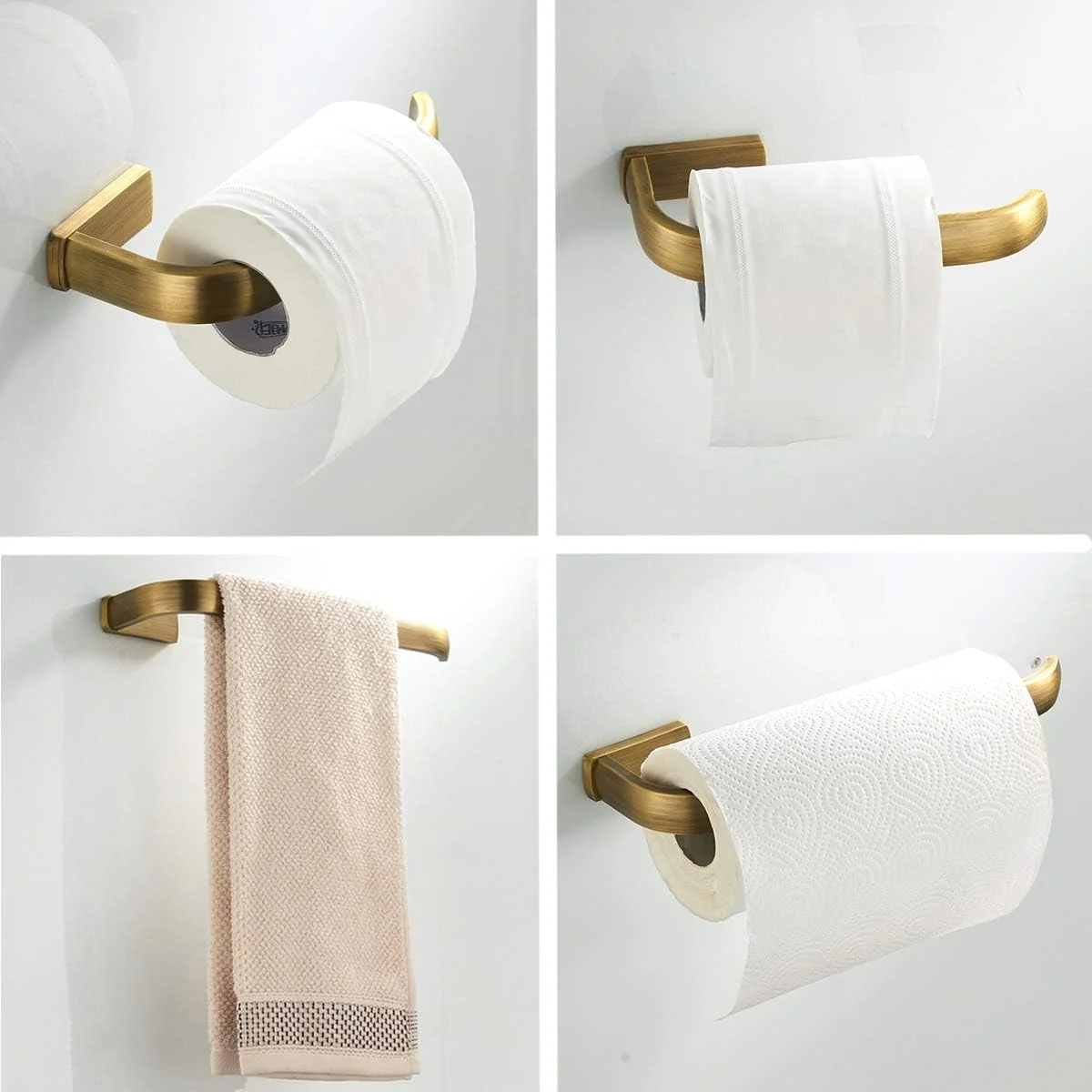 ست لوازم جانبی حمام Flybath دو تکه - حلقه حوله و جا دستمال توالت، نصب دیواری برنجی عتیقه، برنز برس خورده ست لوازم جانبی حمام Flybath دو تکه - حلقه حوله و جا دستمال توالت، نصب دیواری برنجی عتیقه، برنز برس خورده