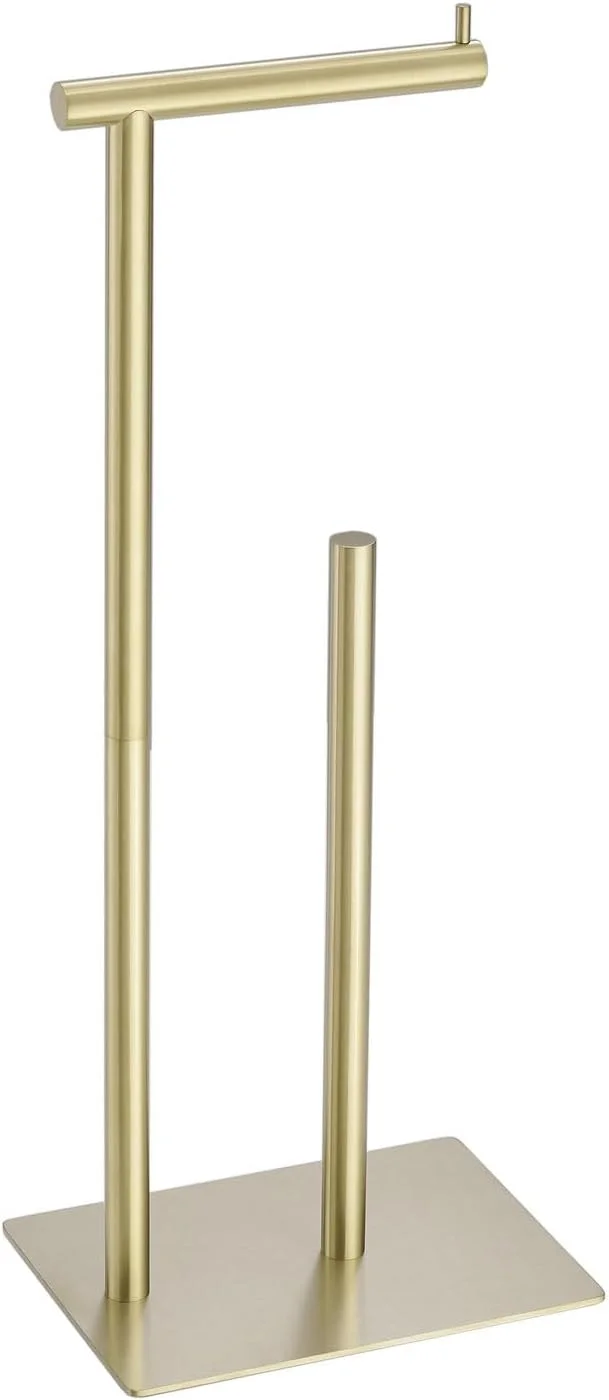 جا دستمال توالت ایستاده FFK، پایه نگهدارنده رول دستمال کاغذی توالت با ارتفاع 54.5 سانتی متر با محفظه ذخیره سازی، استیل ضد زنگ SUS304، طلایی جا دستمال توالت ایستاده FFK، پایه نگهدارنده رول دستمال کاغذی توالت با ارتفاع 54.5 سانتی متر با محفظه ذخیره سازی، استیل ضد زنگ SUS304، طلایی