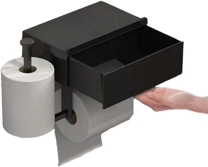 نگهدارنده دستمال توالت FDTY، یک عدد، با محفظه، استیل ضد زنگ، نصب دیواری، دارای قفسه جدا شده، پخش کننده رول دستمال کاغذی توالت، مشکی نگهدارنده دستمال توالت FDTY، یک عدد، با محفظه، استیل ضد زنگ، نصب دیواری، دارای قفسه جدا شده، پخش کننده رول دستمال کاغذی توالت، مشکی