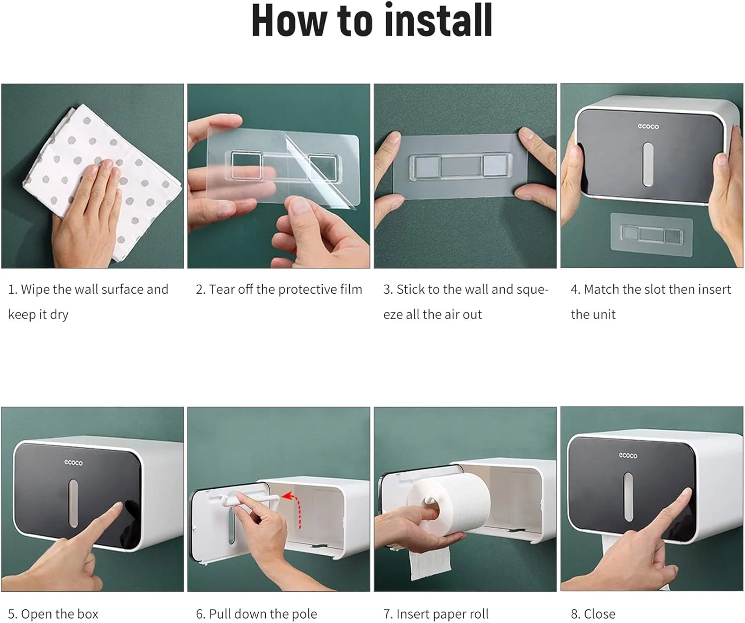 جا کاغذی دیواری بدون نیاز به سوراخکاری Fawoonu، جعبه دستمال کاغذی ضد آب، مناسب برای هتل، رستوران، منزل و حمام جا کاغذی دیواری بدون نیاز به سوراخکاری Fawoonu، جعبه دستمال کاغذی ضد آب، مناسب برای هتل، رستوران، منزل و حمام