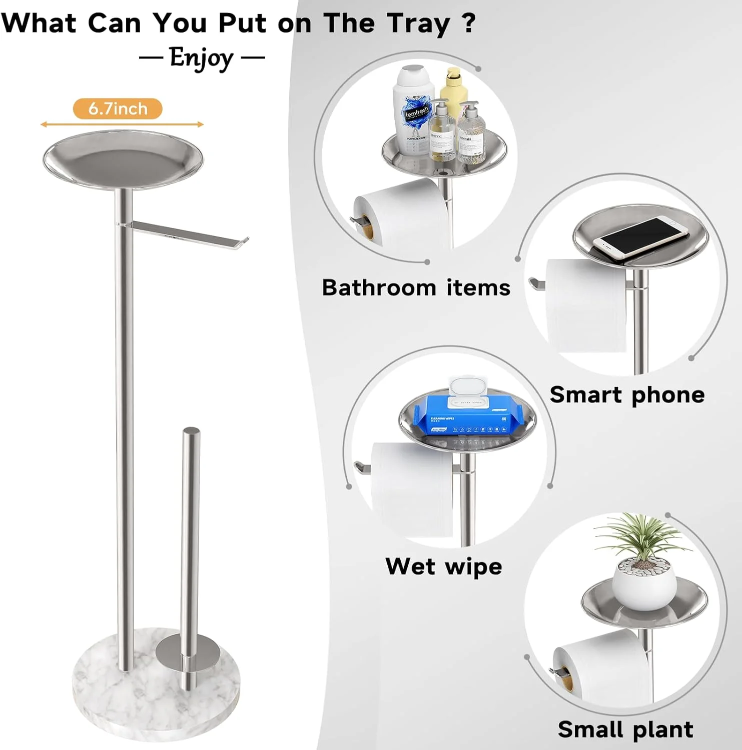 پایه نگهدارنده دستمال توالت FEILERN با پایه مرمر، پایه نگهدارنده دستمال توالت ایستاده با قفسه تلفن، پایه دستمال توالت حمام با ظرفیت بزرگ برای 4 رول (نیکل برس خورده) پایه نگهدارنده دستمال توالت FEILERN با پایه مرمر، پایه نگهدارنده دستمال توالت ایستاده با قفسه تلفن، پایه دستمال توالت حمام با ظرفیت بزرگ برای 4 رول (نیکل برس خورده)