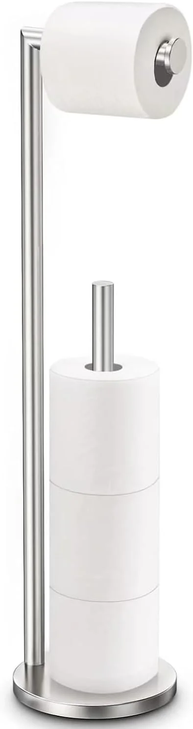 پایه نگهدارنده رول دستمال توالت ایستاده دو میله ای FALAHOM، با فضای ذخیره سازی 4 رول دستمال توالت، استیل ضد زنگ، پخش کننده رول توالت ایستاده (نقره ای) پایه نگهدارنده رول دستمال توالت ایستاده دو میله ای FALAHOM، با فضای ذخیره سازی 4 رول دستمال توالت، استیل ضد زنگ، پخش کننده رول توالت ایستاده (نقره ای)