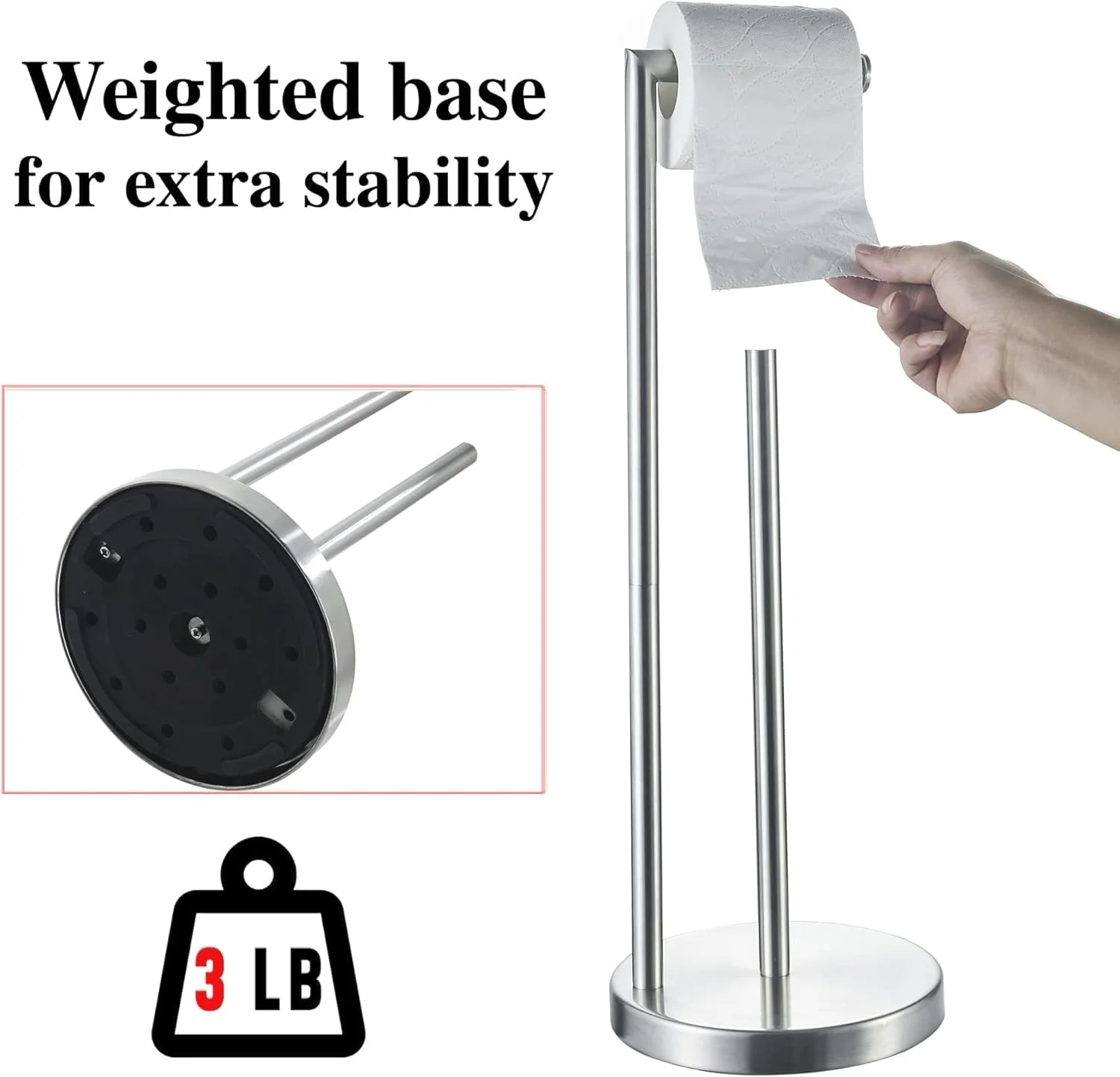 پایه نگهدارنده رول دستمال توالت ایستاده دو میله ای FALAHOM، با فضای ذخیره سازی 4 رول دستمال توالت، استیل ضد زنگ، پخش کننده رول توالت ایستاده (نقره ای) پایه نگهدارنده رول دستمال توالت ایستاده دو میله ای FALAHOM، با فضای ذخیره سازی 4 رول دستمال توالت، استیل ضد زنگ، پخش کننده رول توالت ایستاده (نقره ای)