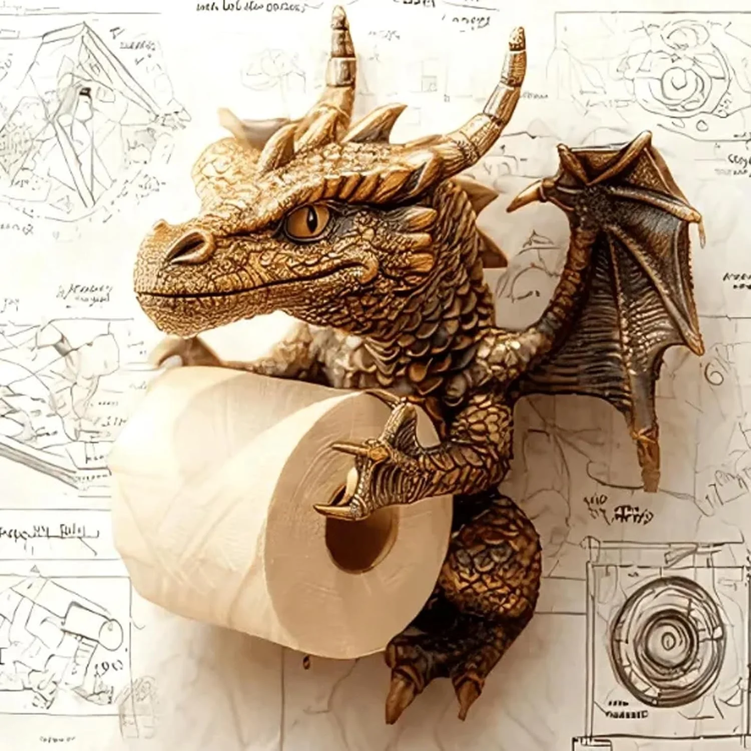 جا دستمال کاغذی فانتزی طرح اژدها، جا رولی دستمال توالت طرح اژدهای فانتزی خنده دار، استند دستمال دکوری گوتیک قرون وسطایی برای اتاق نشیمن منزل، حمام، آشپزخانه، دفتر کار جا دستمال کاغذی فانتزی طرح اژدها، جا رولی دستمال توالت طرح اژدهای فانتزی خنده دار، استند دستمال دکوری گوتیک قرون وسطایی برای اتاق نشیمن منزل، حمام، آشپزخانه، دفتر کار