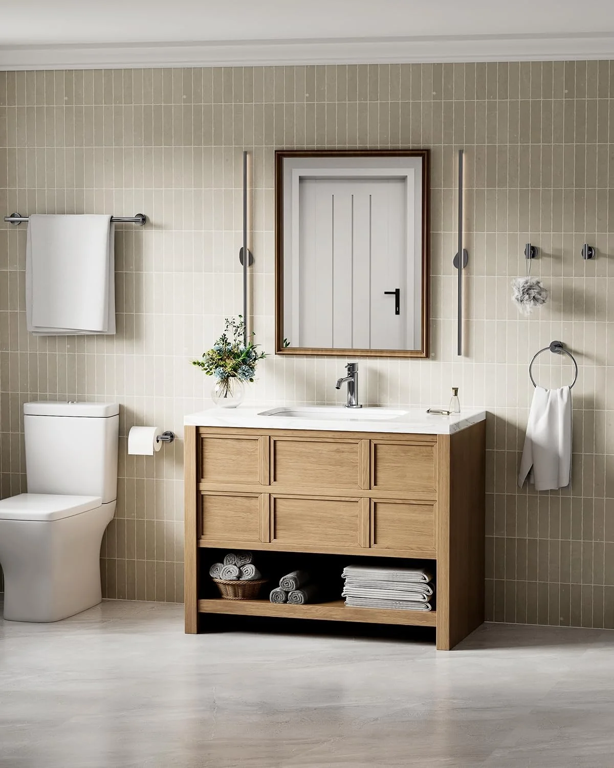 جا دستمال توالت کروم Evolvegoods، استیل ضد زنگ ایستاده، جا دستمال رولی مدرن قابل جابجایی، ست جا حوله ای 5 تکه با حلقه حوله جا دستمال توالت کروم Evolvegoods، استیل ضد زنگ ایستاده، جا دستمال رولی مدرن قابل جابجایی، ست جا حوله ای 5 تکه با حلقه حوله