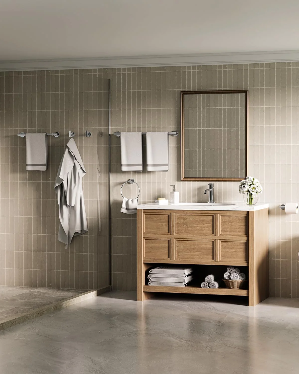 جا دستمال توالت کروم Evolvegoods، استیل ضد زنگ ایستاده، جا رولی مدرن قابل جابجایی، ست جا حوله 6 عددی