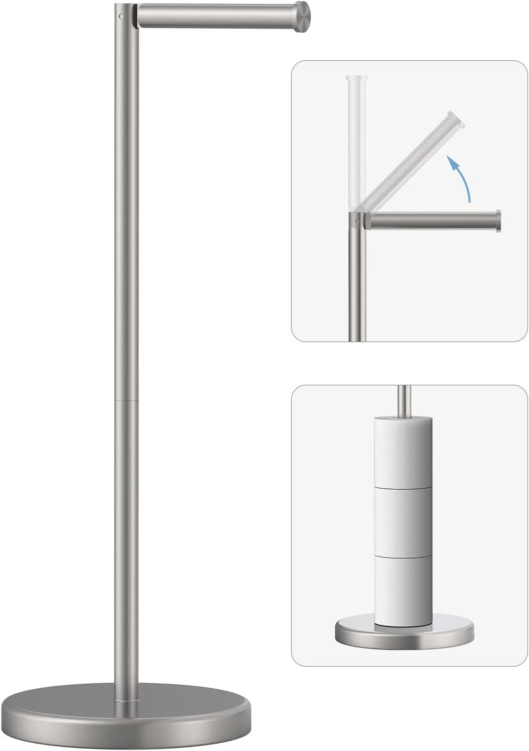 جا دستمال توالت ایستاده نیکل برس خورده Evolvegoods، استیل ضد زنگ، جا دستمال کاغذی مدرن و قابل جابجایی با پایه سنگین، مناسب برای لوازم جانبی حمام جا دستمال توالت ایستاده نیکل برس خورده Evolvegoods، استیل ضد زنگ، جا دستمال کاغذی مدرن و قابل جابجایی با پایه سنگین، مناسب برای لوازم جانبی حمام