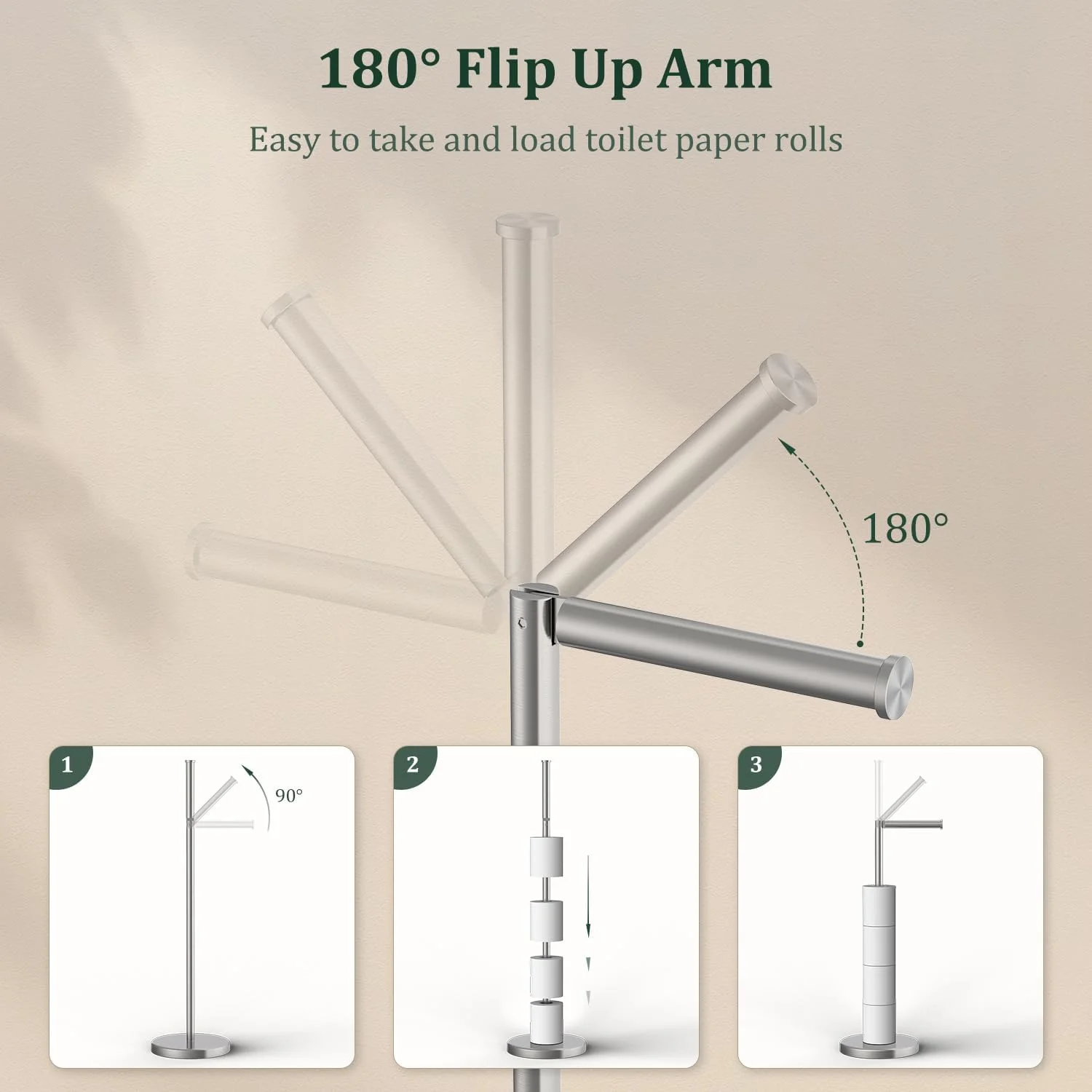 جا دستمال توالت ایستاده نیکل برس خورده Evolvegoods، استیل ضد زنگ، جا دستمال کاغذی مدرن و قابل جابجایی با پایه سنگین، مناسب برای لوازم جانبی حمام