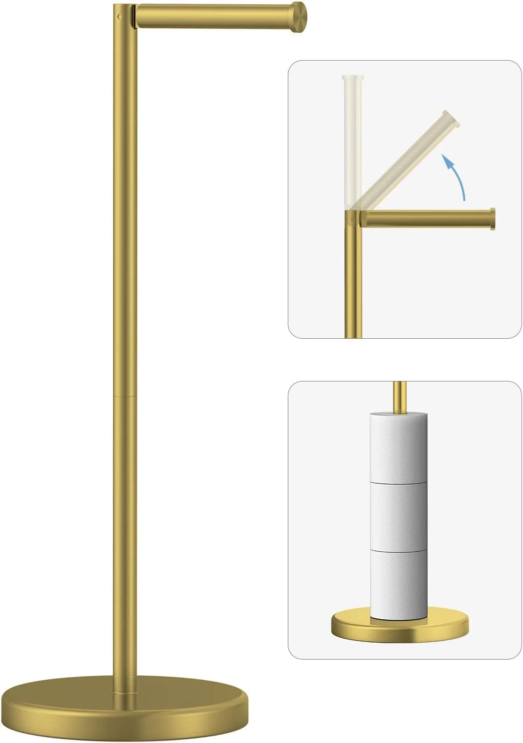 پایه نگهدارنده دستمال توالت طلایی مات Evolvegoods، جا دستمال کاغذی ایستاده برای حمام، استند ضد زنگ نگهداری دستمال توالت برای 4 رول، فولاد ضد زنگ 304 و پایه وزنی ضد لغزش پایه نگهدارنده دستمال توالت طلایی مات Evolvegoods، جا دستمال کاغذی ایستاده برای حمام، استند ضد زنگ نگهداری دستمال توالت برای 4 رول، فولاد ضد زنگ 304 و پایه وزنی ضد لغزش