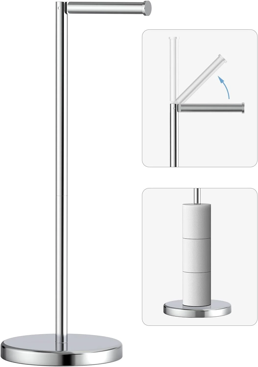 جا دستمال توالت کروم Evolvegoods، استیل ضد زنگ ایستاده، جا دستمال رولی مدرن قابل جابجایی با پایه سنگین، لوازم جانبی حمام جا دستمال توالت کروم Evolvegoods، استیل ضد زنگ ایستاده، جا دستمال رولی مدرن قابل جابجایی با پایه سنگین، لوازم جانبی حمام