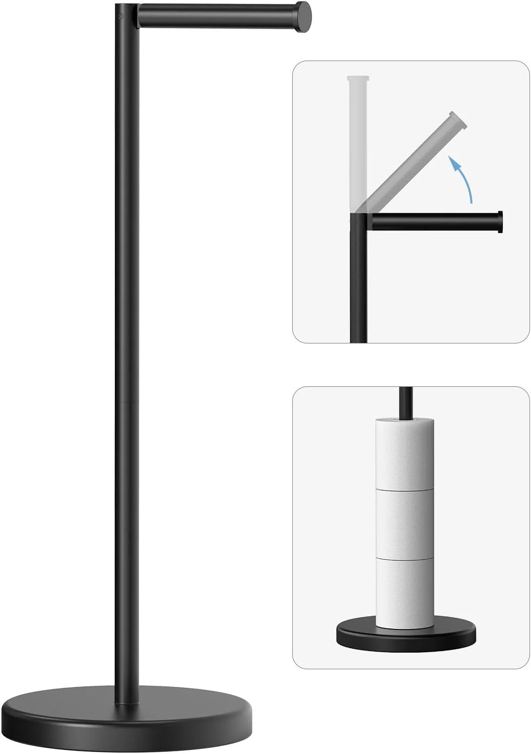 جا دستمال کاغذی ایستاده مشکی مات Evolvegoods، استیل ضد زنگ، جا رولی مدرن و قابل جابجایی با پایه سنگین، لوازم جانبی حمام جا دستمال کاغذی ایستاده مشکی مات Evolvegoods، استیل ضد زنگ، جا رولی مدرن و قابل جابجایی با پایه سنگین، لوازم جانبی حمام