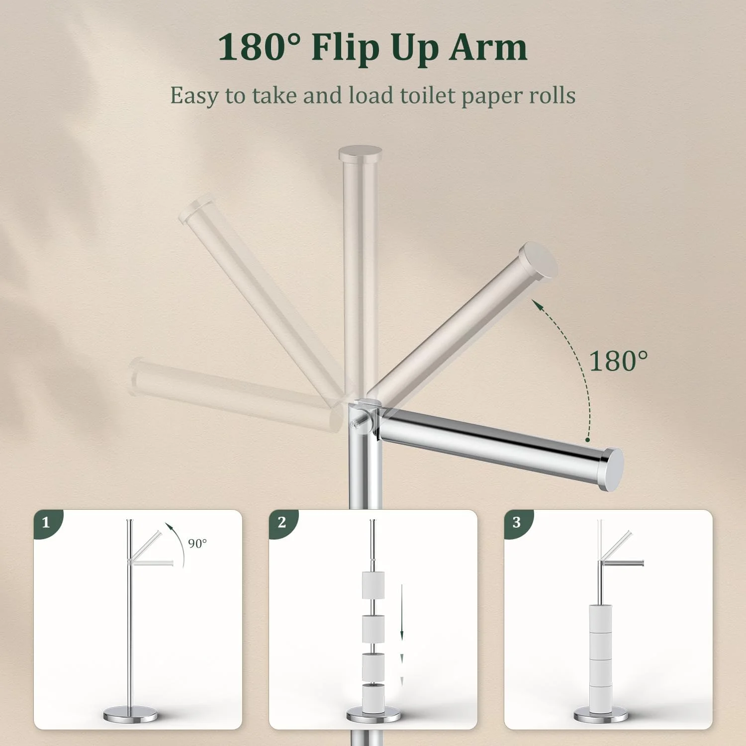 جا دستمال توالت کروم Evolvegoods، استیل ضد زنگ ایستاده، جا دستمال رولی مدرن قابل جابجایی با پایه سنگین، لوازم جانبی حمام جا دستمال توالت کروم Evolvegoods، استیل ضد زنگ ایستاده، جا دستمال رولی مدرن قابل جابجایی با پایه سنگین، لوازم جانبی حمام