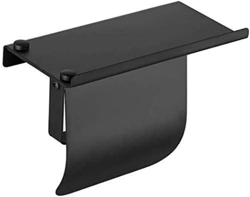 نگهدارنده دستمال توالت EDFGVDFSS ساخته شده از استیل ضد زنگ با قفسه تلفن، لوازم جانبی حمام، مشکی