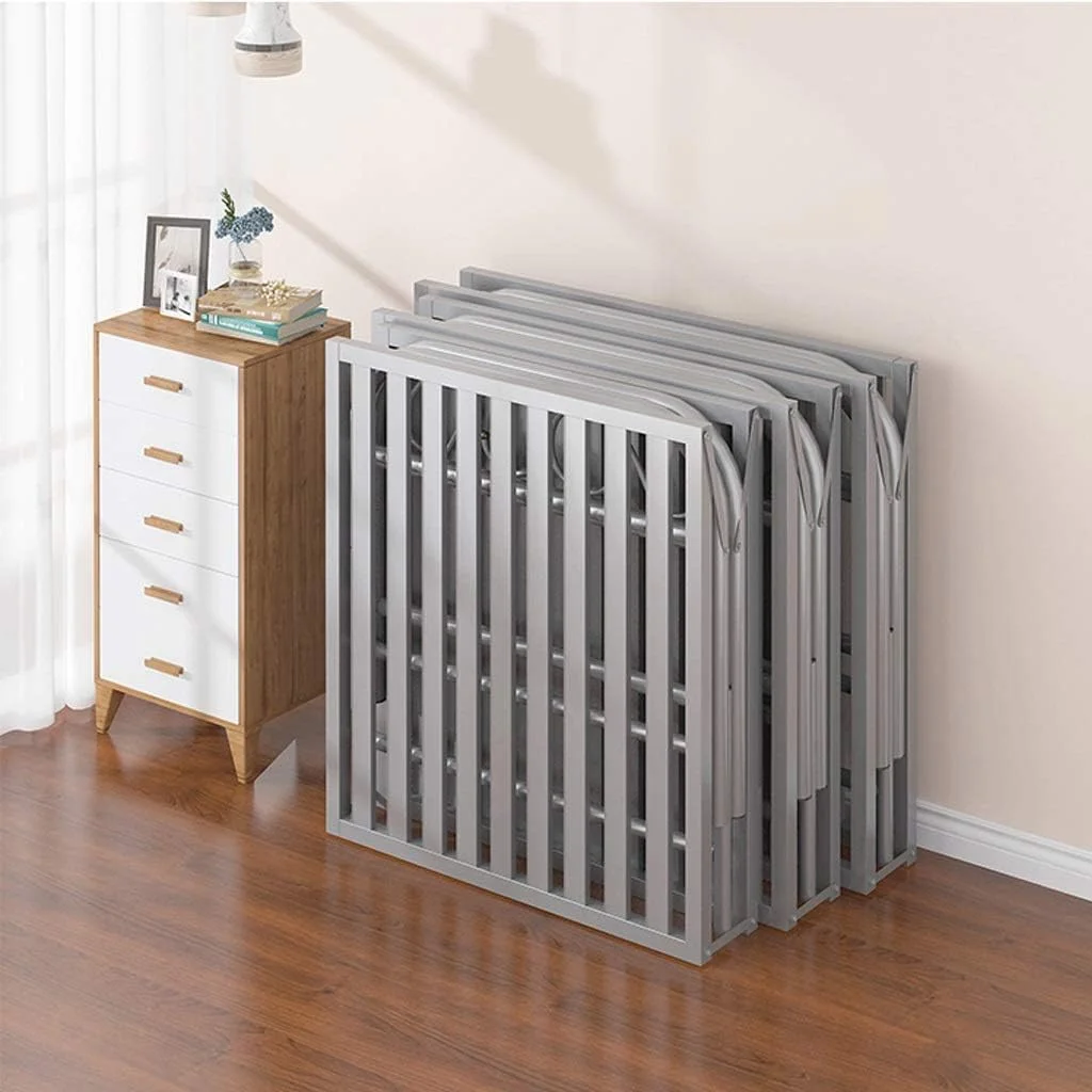 تخت فلزی خمیده نقره ای BaiBnn دو نفره، مبلمان اتاق خواب ایده آل برای کودکان، نوجوانان و بزرگسالان، تخت فلزی تاشو محکم مناسب دانش آموزان/مهمان/هتل (تخت دو نفره/یک نفره) (اندازه: 120 سانتی متر)