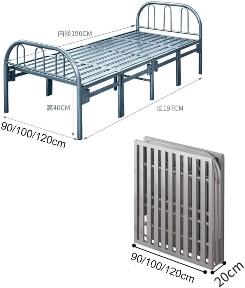 تخت فلزی خمیده نقره ای BaiBnn دو نفره، مبلمان اتاق خواب ایده آل برای کودکان، نوجوانان و بزرگسالان، تخت فلزی تاشو محکم مناسب دانش آموزان/مهمان/هتل (تخت دو نفره/یک نفره) (اندازه: 120 سانتی متر)