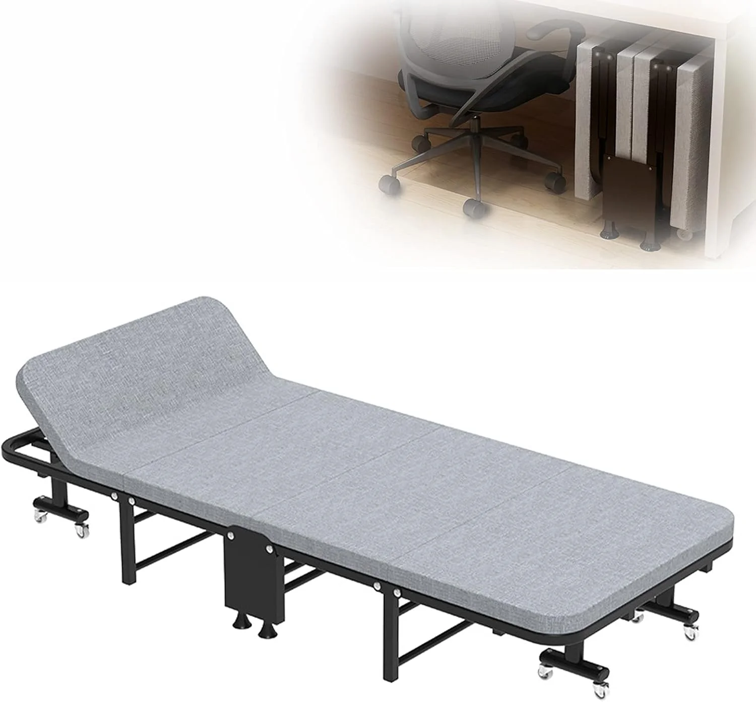 تخت تاشو مهمان BaiBnn، تخت اضافی منزل و محل کار، دارای قابلیت تنظیم زاویه سر، تخت فلزی قابل حمل با تشک و چرخ، تخت یک نفره تاشو چند منظوره متحرک تخت تاشو مهمان BaiBnn، تخت اضافی منزل و محل کار، دارای قابلیت تنظیم زاویه سر، تخت فلزی قابل حمل با تشک و چرخ، تخت یک نفره تاشو چند منظوره متحرک