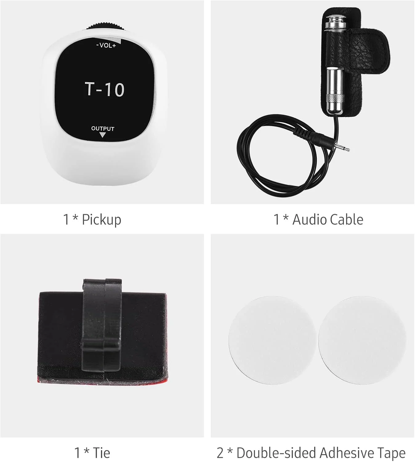 OUNA Piezo Pickup,Piezo Pickup Universal No Drilling Self-adhesive Pick-up 6.5mm Audio Interface for Speaker, Multifunction Pickup for Guitar Ukulele Violin Mandolin Banjo Erhu Guzheng Pipa