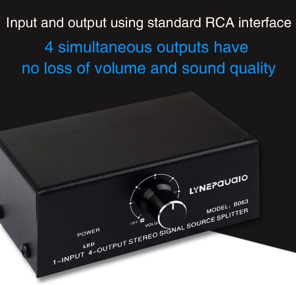 OUNA Signal Distributor, B063 1 in 4 out Audio Signal Distributor Stereo Signal Source Audio Splitter Lossless Output USB 5V Powered RCA Interface OUNA Signal Distributor, B063 1 in 4 out Audio Signal Distributor Stereo Signal Source Audio Splitter Lossless Output USB 5V Powered RCA Interface