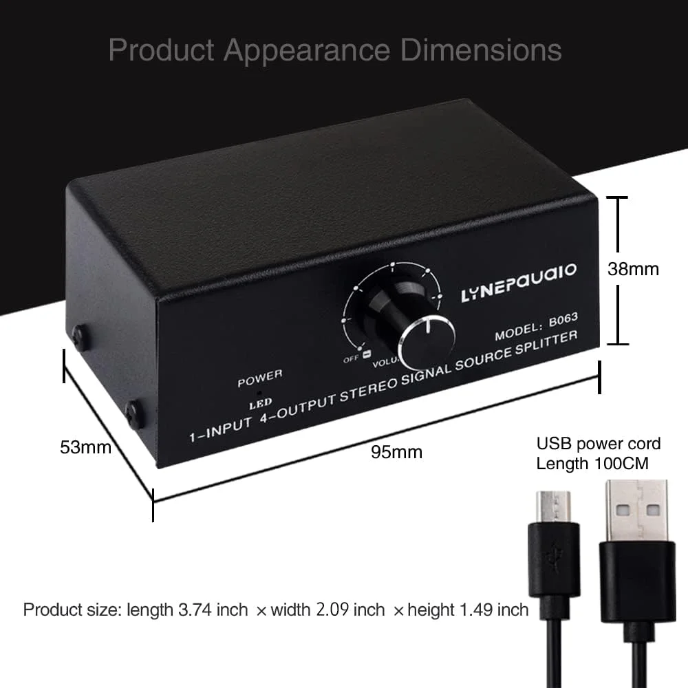 OUNA Signal Distributor, B063 1 in 4 out Audio Signal Distributor Stereo Signal Source Audio Splitter Lossless Output USB 5V Powered RCA Interface OUNA Signal Distributor, B063 1 in 4 out Audio Signal Distributor Stereo Signal Source Audio Splitter Lossless Output USB 5V Powered RCA Interface