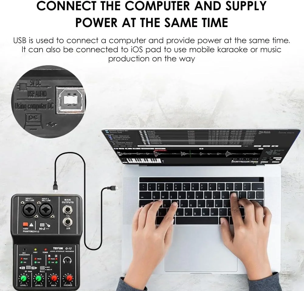 کارت صدای حرفه ای ضبط صدا 16 بیت/48 کیلوهرتز کارت صدای مینی USB 2 ورودی و 2 خروجی با فانتوم پاور 48 ولت کابل USB-B تجهیزات ضبط استودیویی برای ضبط موسیقی کارت صدای حرفه ای ضبط صدا 16 بیت/48 کیلوهرتز کارت صدای مینی USB 2 ورودی و 2 خروجی با فانتوم پاور 48 ولت کابل USB-B تجهیزات ضبط استودیویی برای ضبط موسیقی