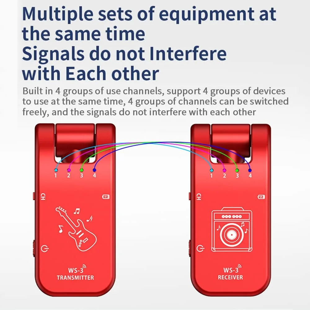 سیستم صوتی بی سیم، سیستم گیتار بی سیم 4 کاناله UHF فرستنده و گیرنده 800MHz-900MHz پلاگین و پخش چرخش 282 درجه رابط صوتی 6.35 میلی متری سیستم ساز موسیقی الکتریکی سیستم صوتی بی سیم، سیستم گیتار بی سیم 4 کاناله UHF فرستنده و گیرنده 800MHz-900MHz پلاگین و پخش چرخش 282 درجه رابط صوتی 6.35 میلی متری سیستم ساز موسیقی الکتریکی