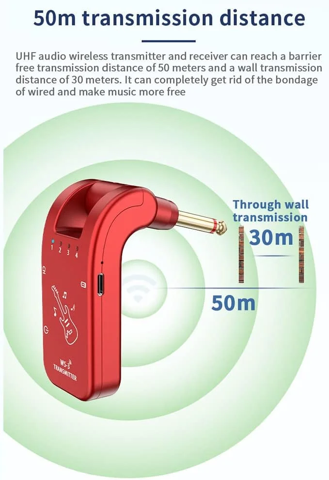 سیستم صوتی بی سیم، سیستم گیتار بی سیم 4 کاناله UHF فرستنده و گیرنده 800MHz-900MHz پلاگین و پخش چرخش 282 درجه رابط صوتی 6.35 میلی متری سیستم ساز موسیقی الکتریکی سیستم صوتی بی سیم، سیستم گیتار بی سیم 4 کاناله UHF فرستنده و گیرنده 800MHz-900MHz پلاگین و پخش چرخش 282 درجه رابط صوتی 6.35 میلی متری سیستم ساز موسیقی الکتریکی