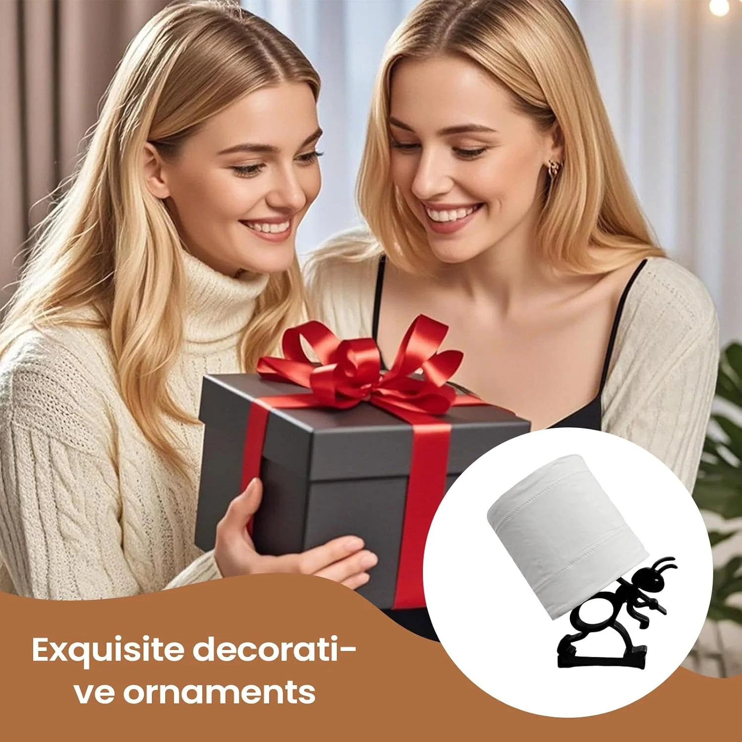 جا دستمال کاغذی مشکی مات، دکوری بامزه و فانتزی طرح مورچه - جا حوله کاغذی | مناسب برای حمام، آشپزخانه، مسافرت، خانه، مهمانسرا، داخل کابینت