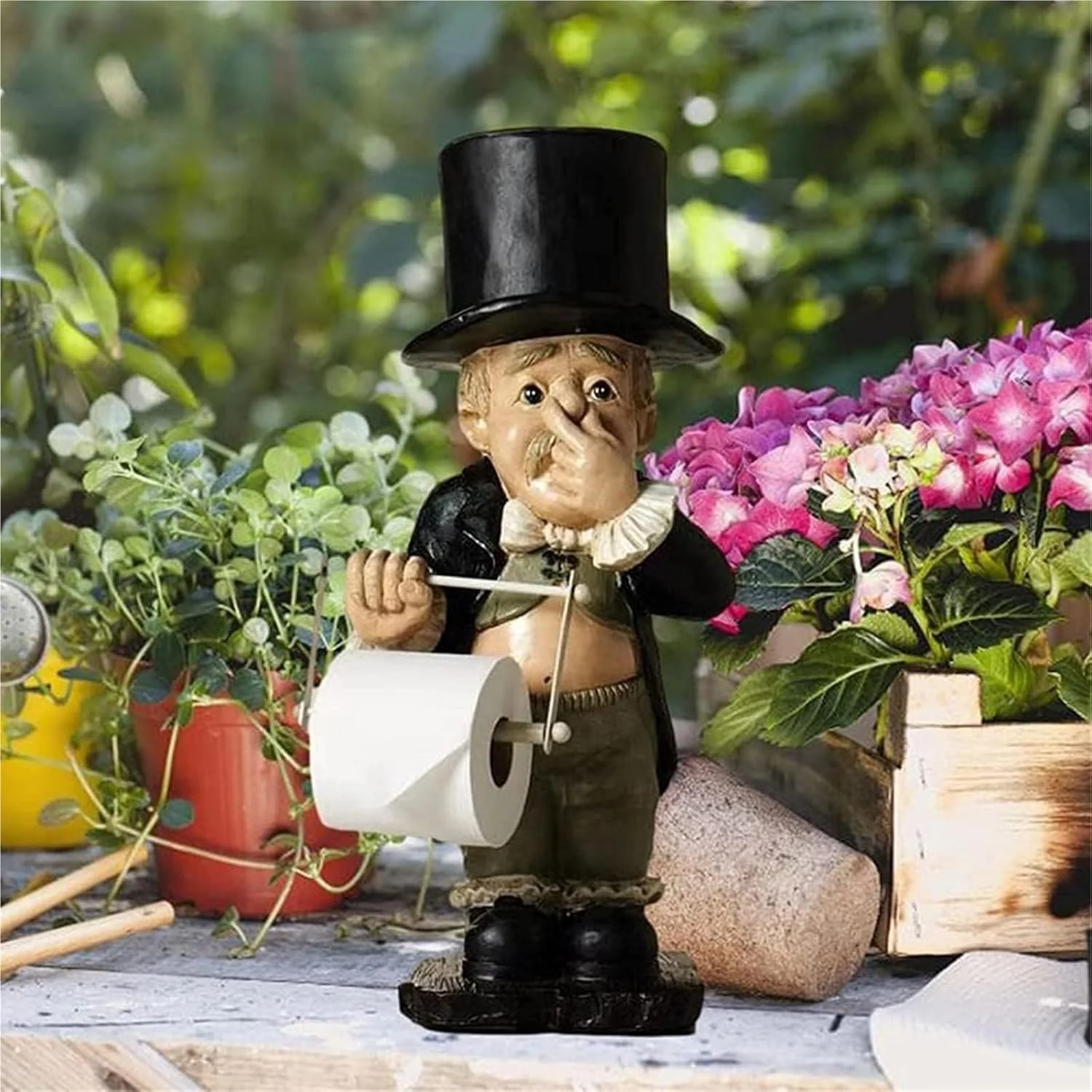 جا دستمال توالت، مجسمه سینی دستمال توالت طرح پیشخدمت - جا کاغذی توالت طرح دماغ گیر برای دکوراسیون حمام و آشپزخانه