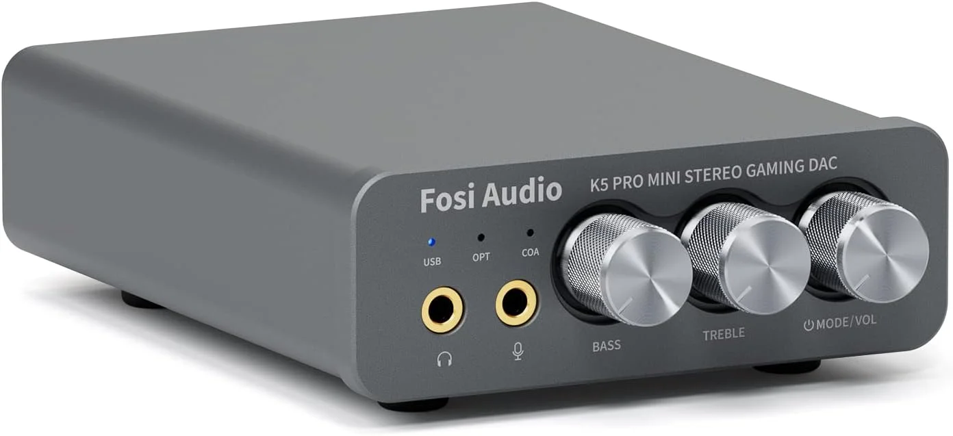 تقویت کننده هدفون DAC گیمینگ Fosi Audio K5 Pro، مبدل صوتی دیجیتال به آنالوگ استریو Hi-Fi کوچک، USB Type C/Optical/Coaxial به RCA/3.5MM AUX برای PS5/PC/MAC/کامپیوتر