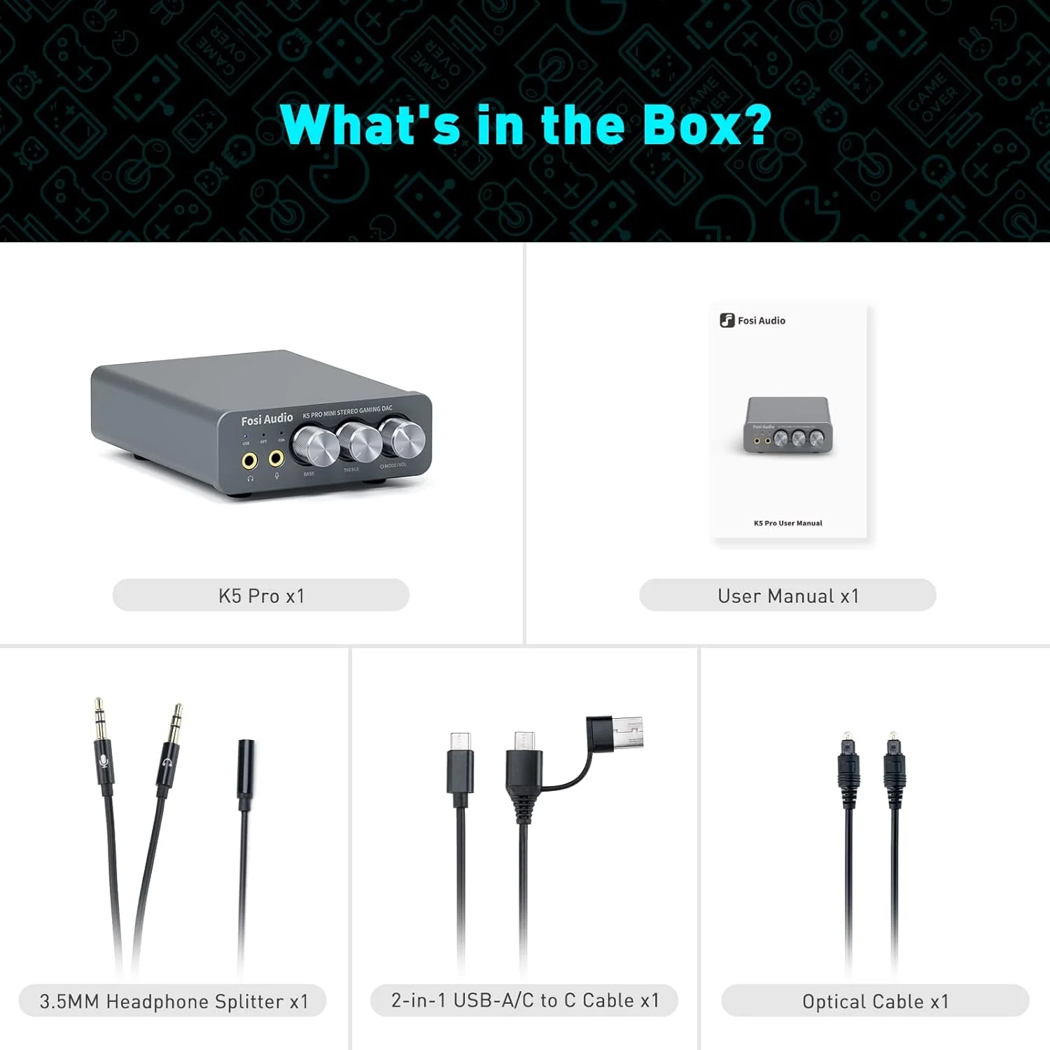 تقویت کننده هدفون DAC گیمینگ Fosi Audio K5 Pro، مبدل صوتی دیجیتال به آنالوگ استریو Hi-Fi کوچک، USB Type C/Optical/Coaxial به RCA/3.5MM AUX برای PS5/PC/MAC/کامپیوتر تقویت کننده هدفون DAC گیمینگ Fosi Audio K5 Pro، مبدل صوتی دیجیتال به آنالوگ استریو Hi-Fi کوچک، USB Type C/Optical/Coaxial به RCA/3.5MM AUX برای PS5/PC/MAC/کامپیوتر