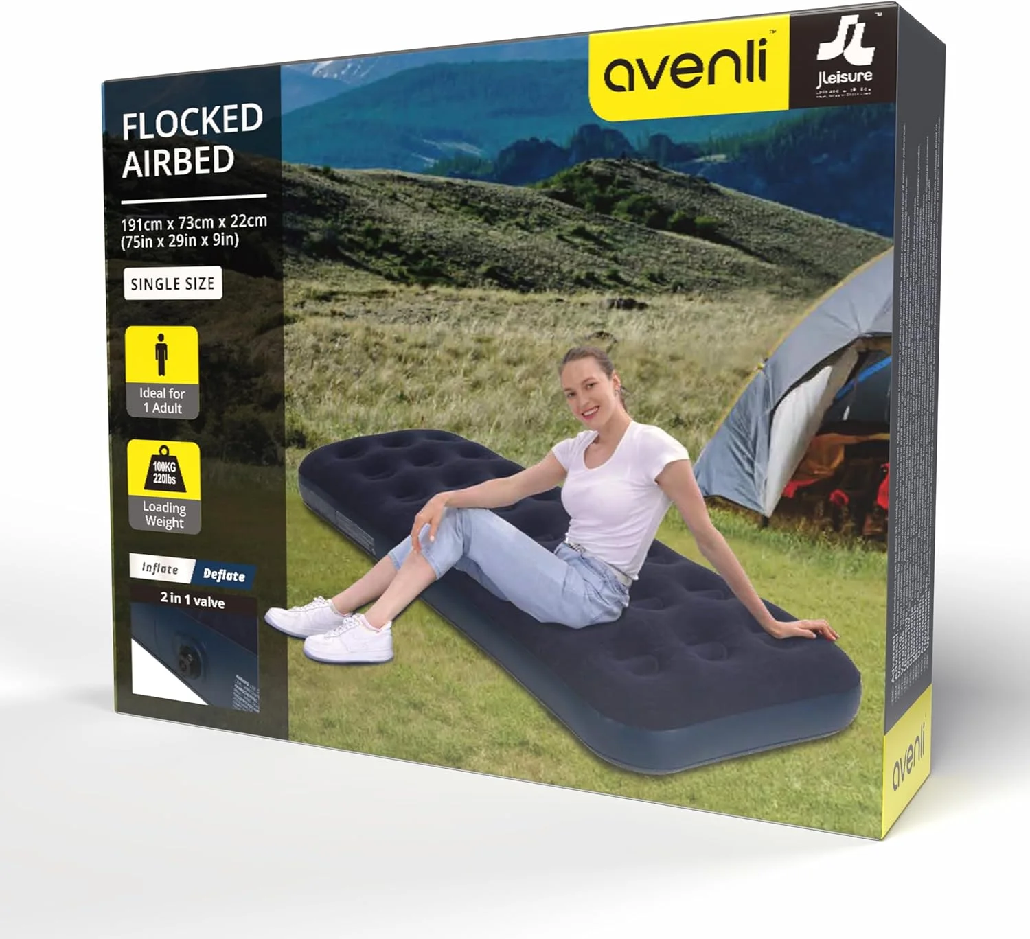 تخت بادی یک نفره AVENLI Jilong CB - ناحیه مخملی، 191x73x22 سانتی متر تخت بادی یک نفره AVENLI Jilong CB - ناحیه مخملی، 191x73x22 سانتی متر