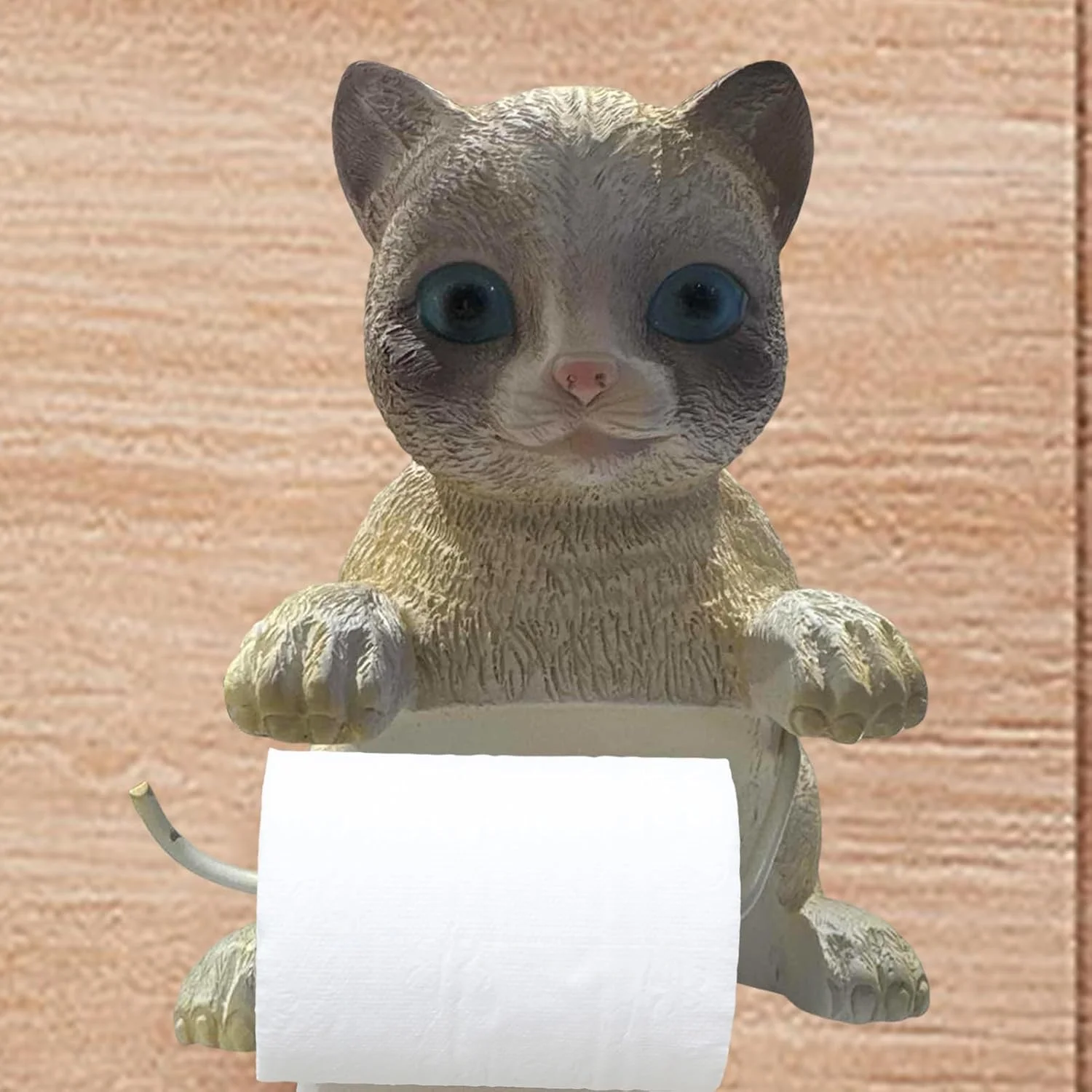 جا دستمال کاغذی توالت خنده دار | جا دستمال کاغذی گربه ای - قفسه تزئینی رزینی زیبا، بدون نیاز به سوراخ کاری، مناسب برای سازماندهی و نگهداری لوازم منزل