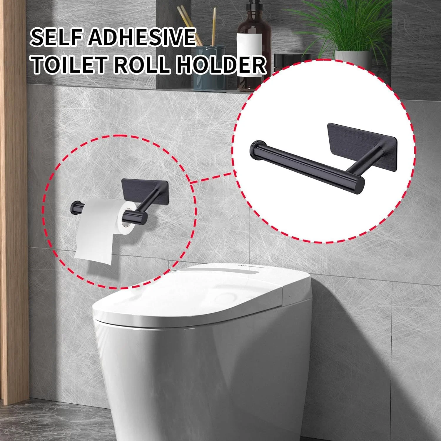 جا دستمال توالت - جا کاغذی توالت بدون نیاز به سوراخ کاری، پایه نگهدارنده استیل ضد زنگ 304 برای حوله، مناسب برای رستوران، آشپزخانه، هتل، سرویس بهداشتی، خانه، آپارتمان و مزرعه