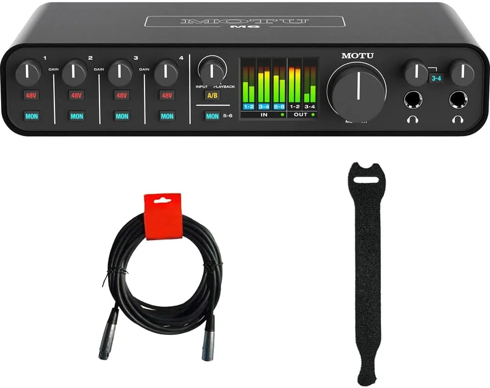 بسته نرم افزاری کارت صدای دسکتاپ MOTU M6 6x4 USB-C Audio-MIDI به همراه کابل XLR-XLR و بست های اتصال